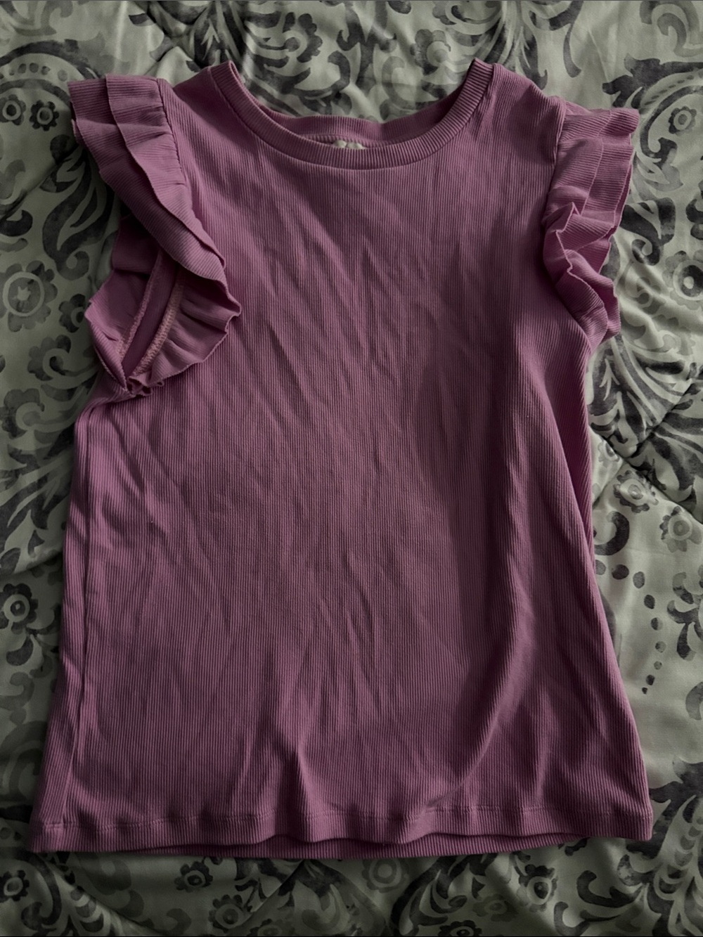 Industry pink childrens ruffle top sleeves shirt ribbed cute kid girl size large